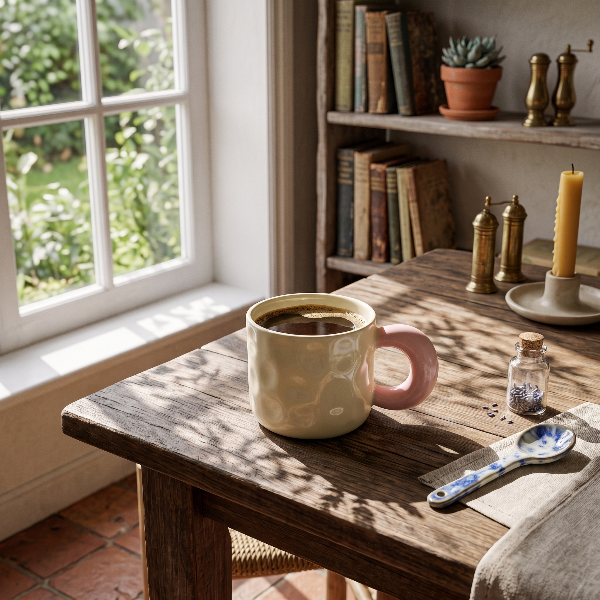 Color-Block Ceramic Mug with Big Handle