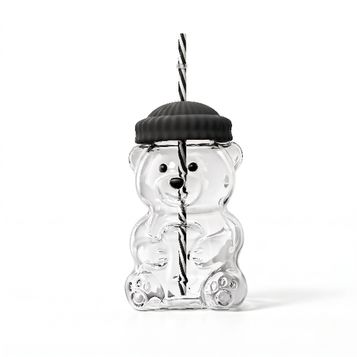 3D Bear Glass Water Bottle