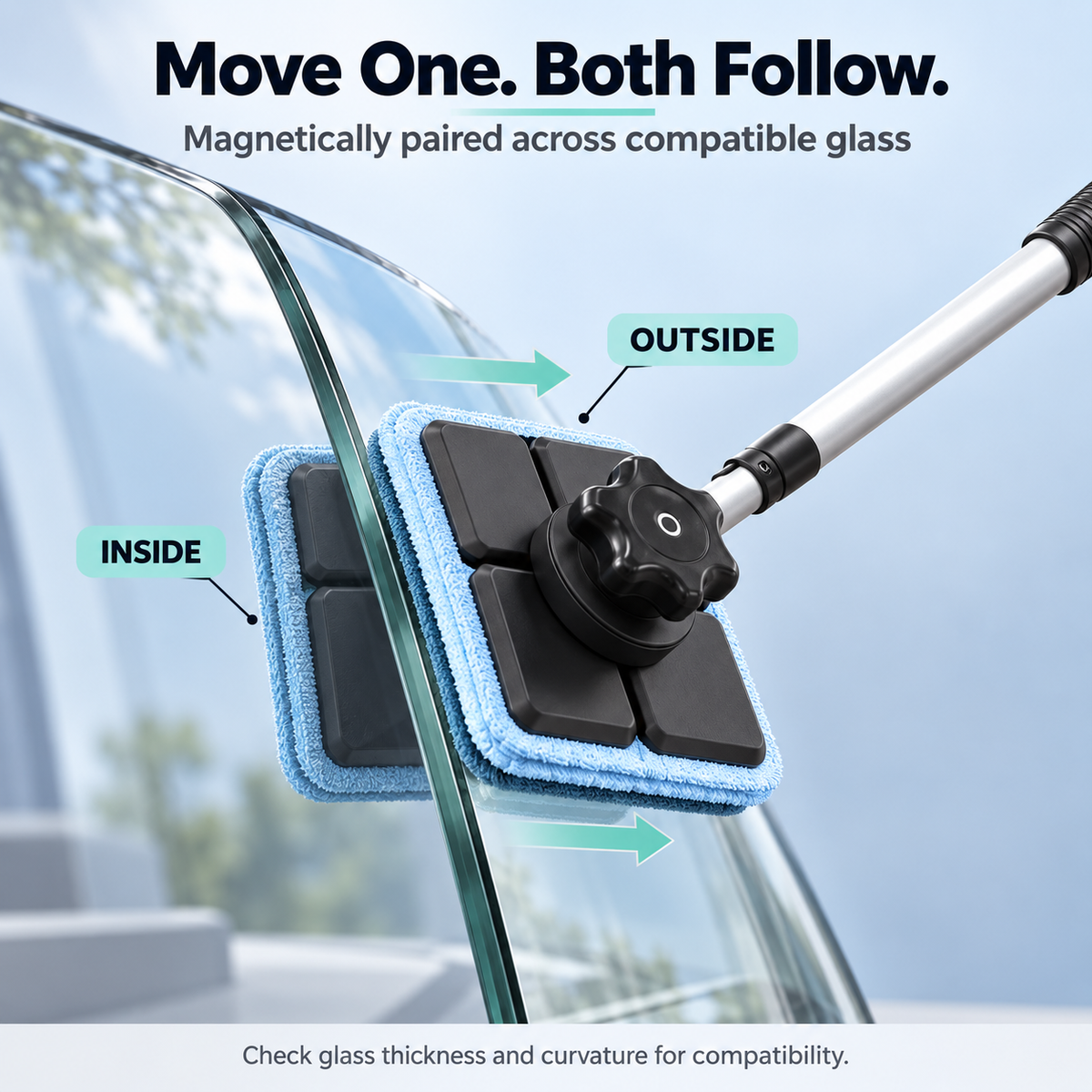 🧲 Clean Both Sides with a Dual Magnetic Windshield Cleaner