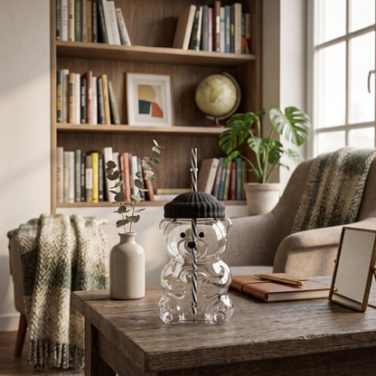 3D Bear Glass Water Bottle