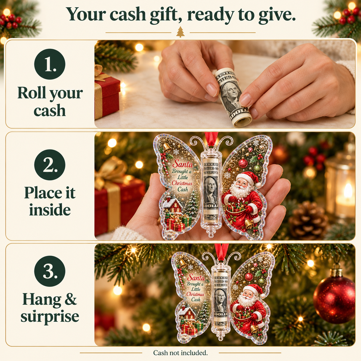 🎄 Christmas Butterfly Cash Holder — Make Giving Money Feel Special 🎁