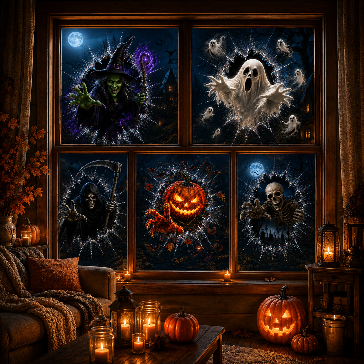 🎃 2026 Halloween Window Decals – Transform Your Windows into a Spooktacular Haunted House! 👻