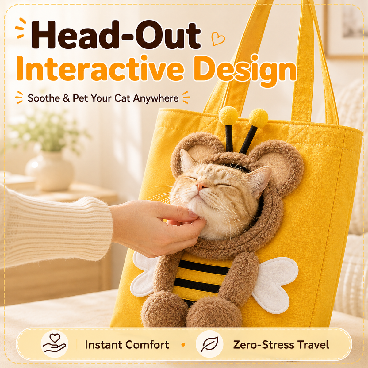 ⏰Cute Dew Head Shape Cat Bag - Pets Carrier Bag