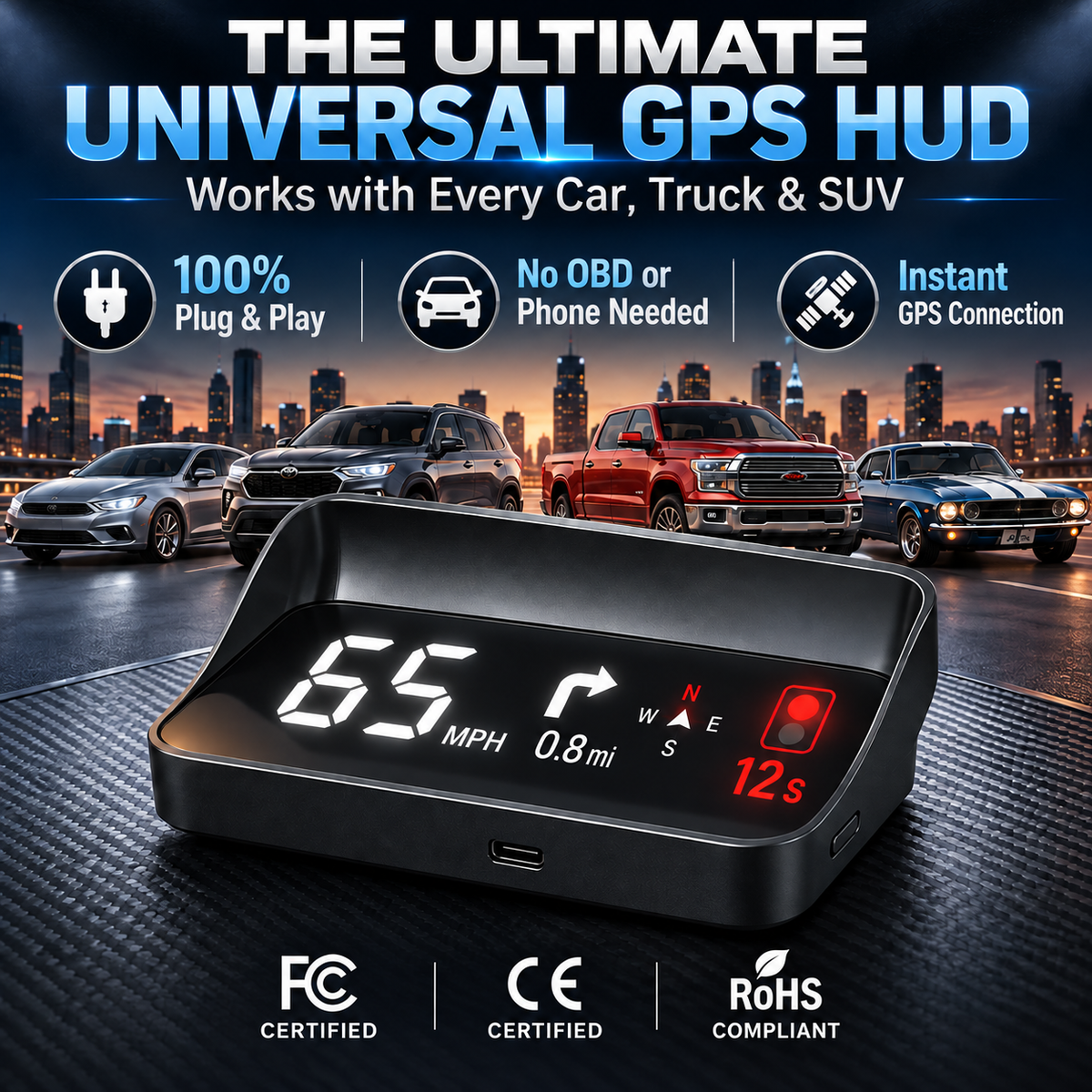 🚗GPS Head-Up Display Keeps Your Speed in Sight