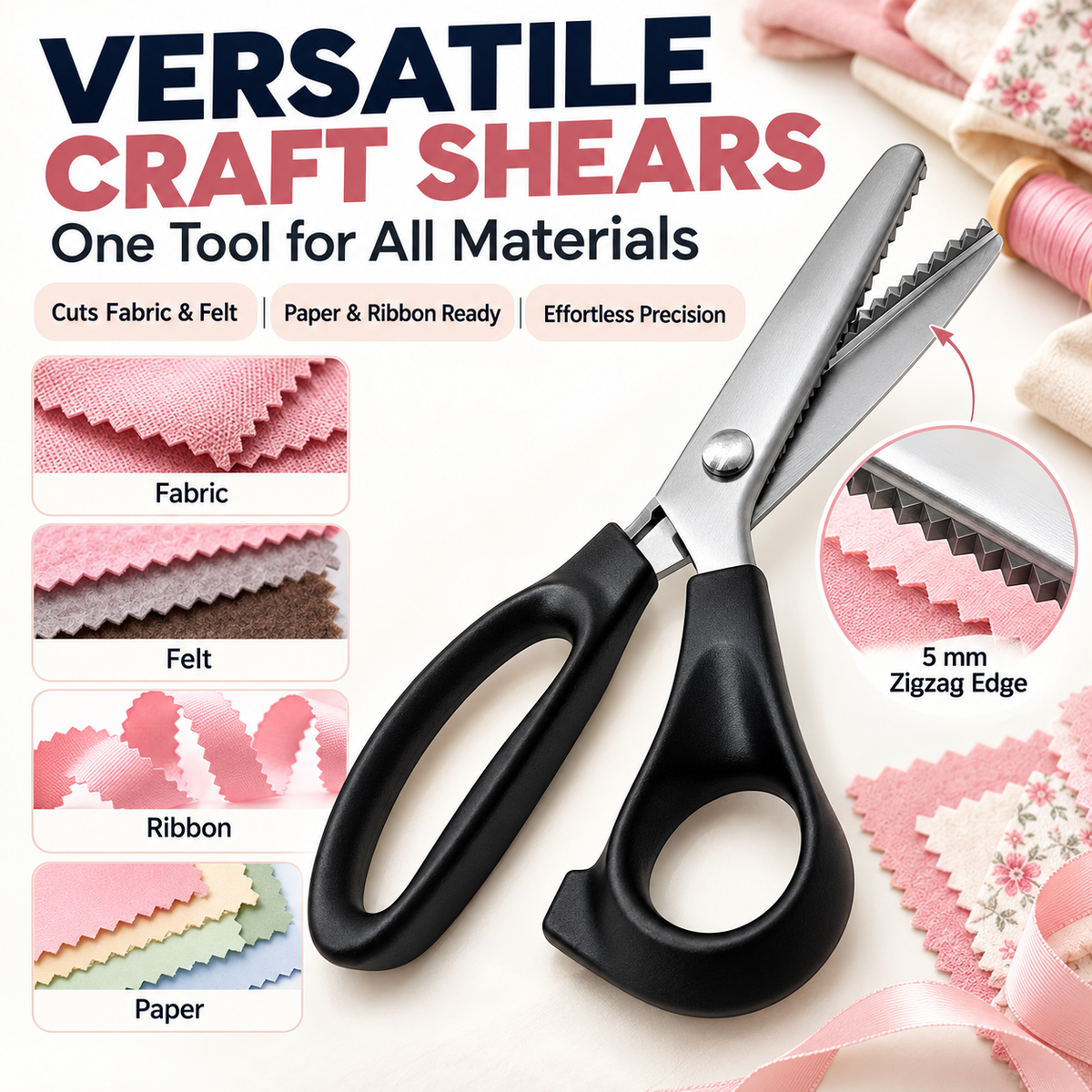 ✂️5-mm zigzag scissors for fabric and crafts