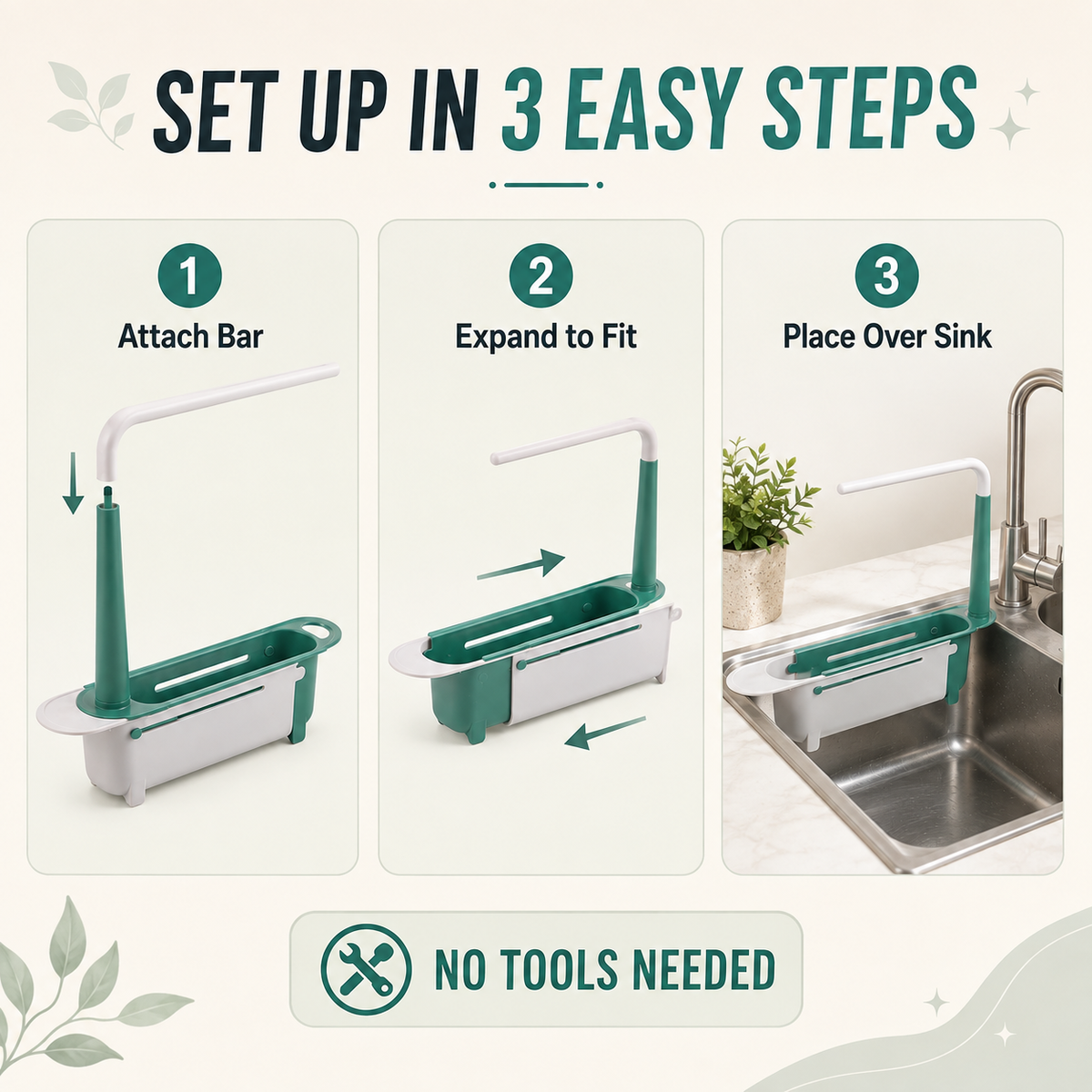 ✨ Expandable Sink Organizer Shelf 🧼