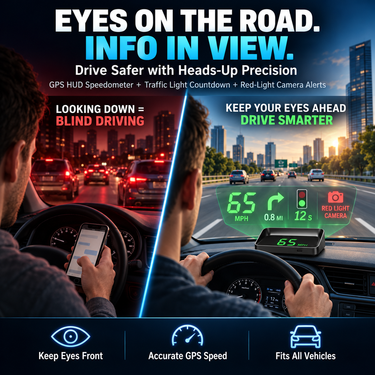 🚗GPS Head-Up Display Keeps Your Speed in Sight