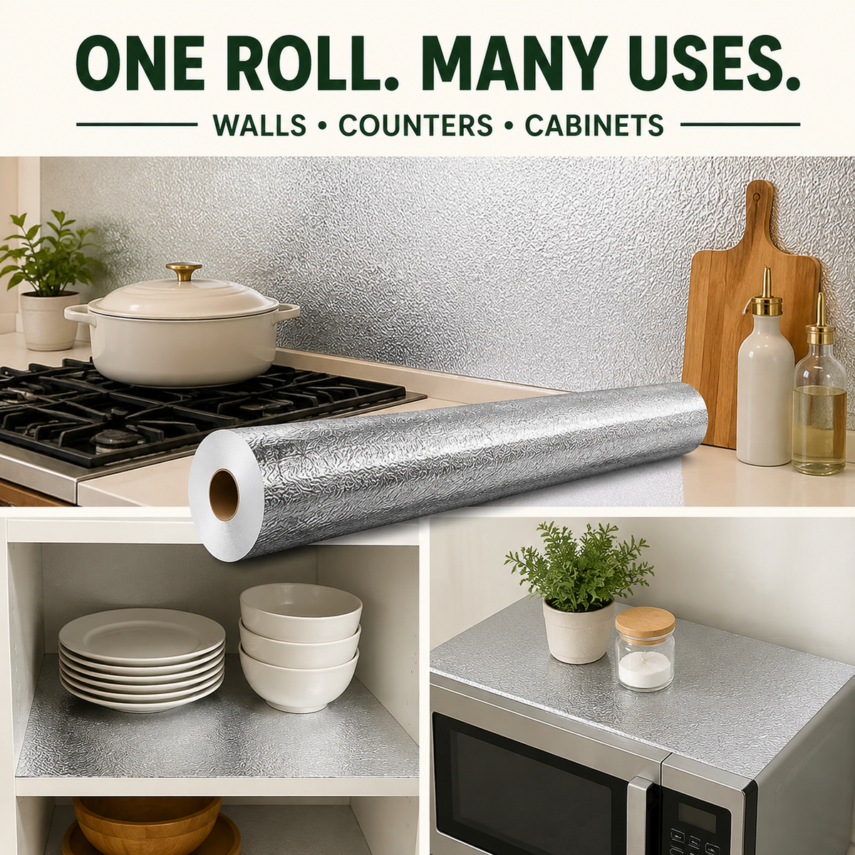 Peel & Stick Aluminum Foil Kitchen Liner🍳✨