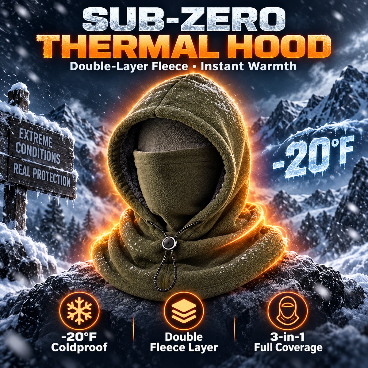 ❄️Keep Your Head, Face & Neck Warm with One Fleece Hood