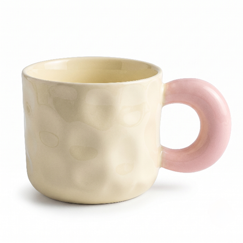 Color-Block Ceramic Mug with Big Handle