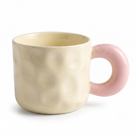 Color-Block Ceramic Mug with Big Handle