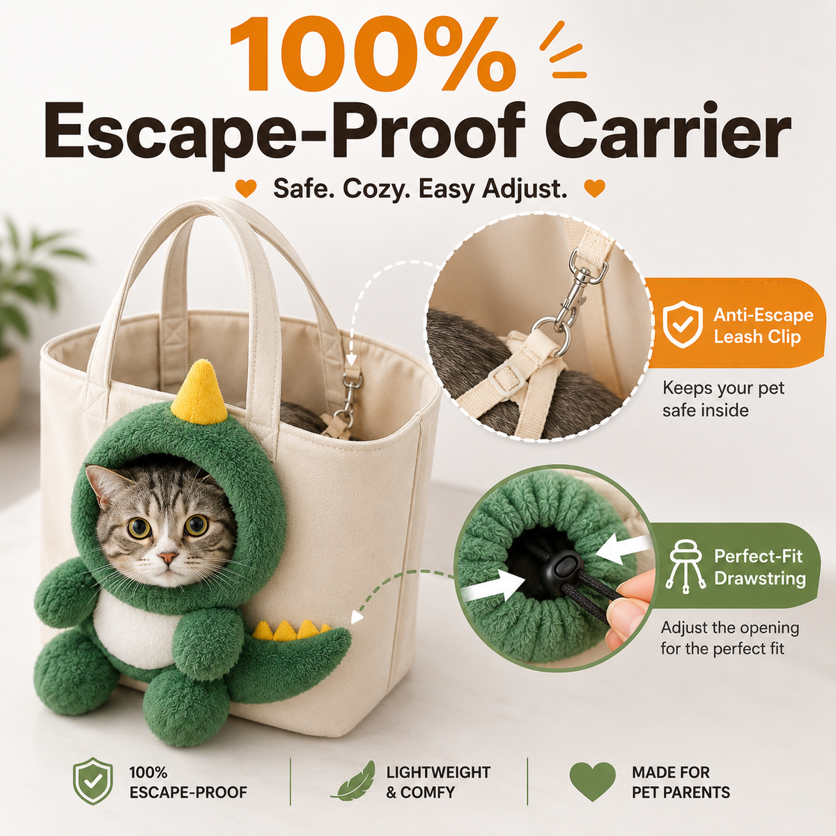 ⏰Cute Dew Head Shape Cat Bag - Pets Carrier Bag