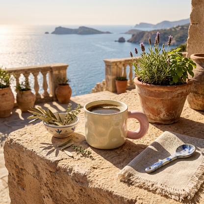 Color-Block Ceramic Mug with Big Handle