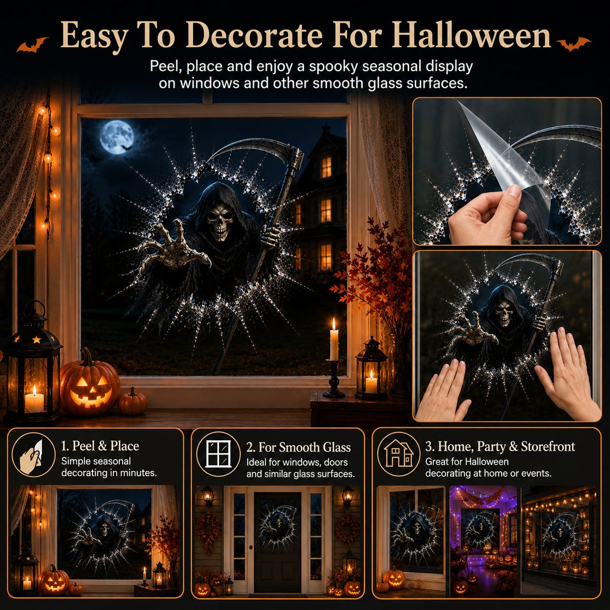 🎃 2026 Halloween Window Decals – Transform Your Windows into a Spooktacular Haunted House! 👻